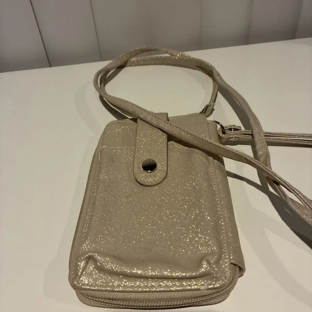 Kelly & Katie Glitter Crossbody Wallet-Champagne Gold-